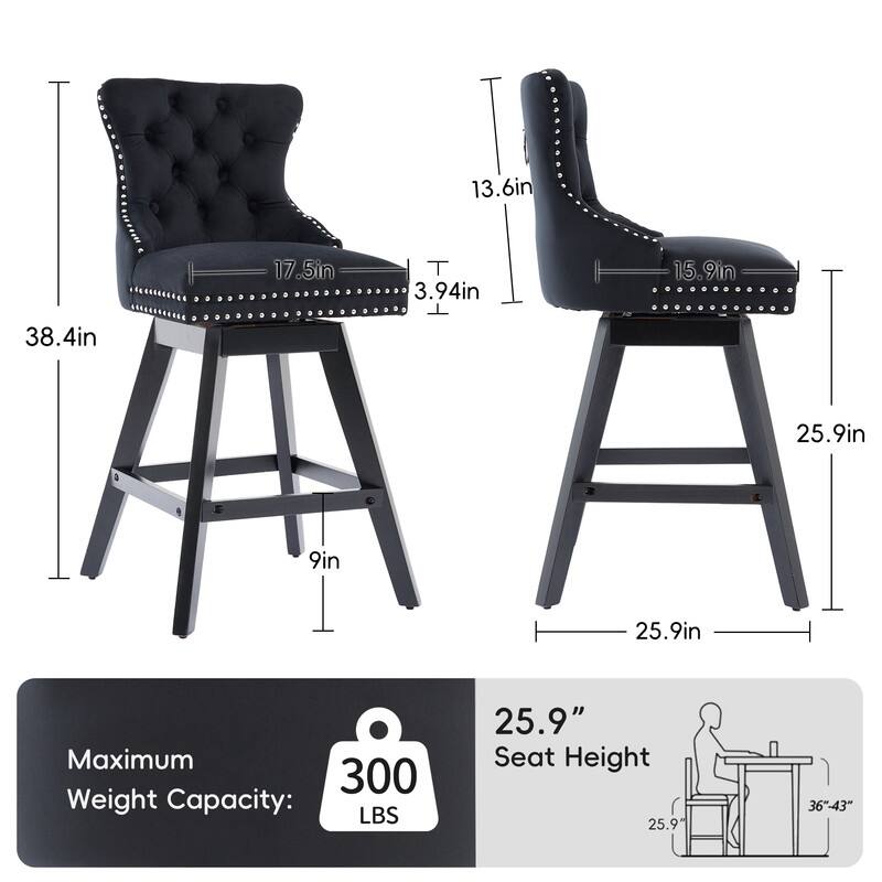Swivel Velvet Leisure Style Bar stools Set of 8
