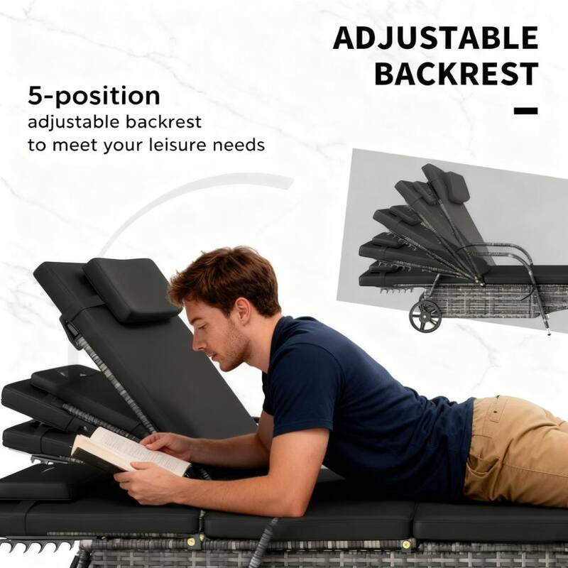 GDFStudio Outdoor Valeria Steel PE Rattan Pool Chaise Lounge Set with Cushions