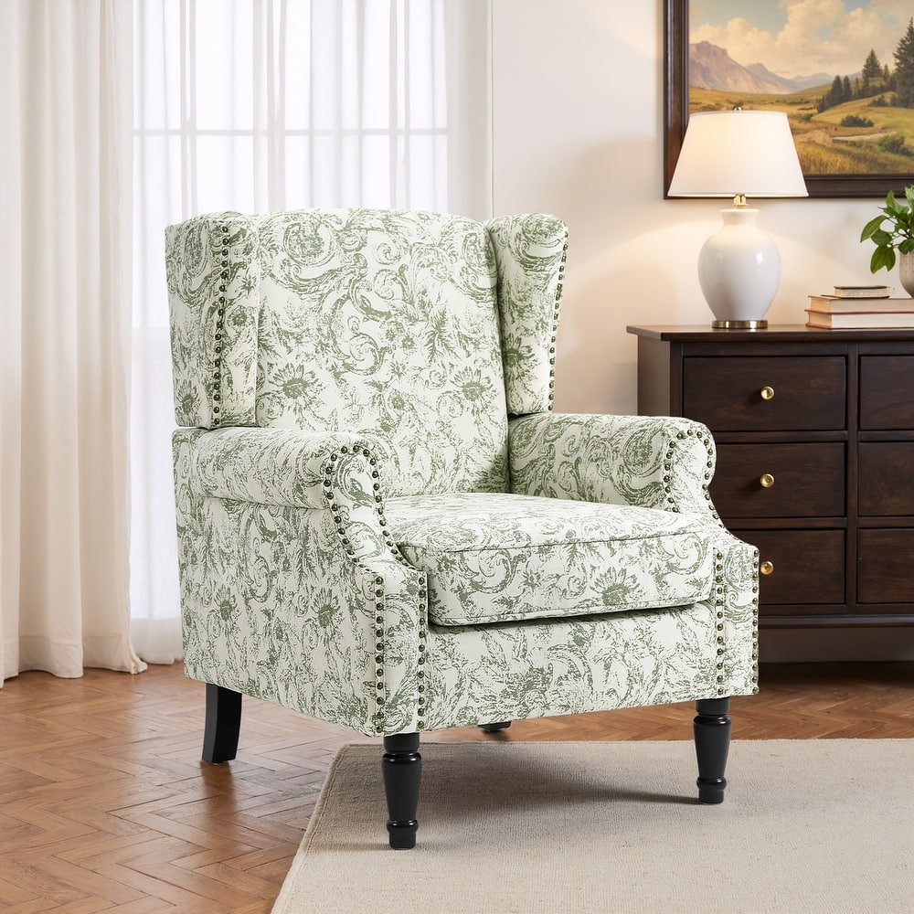 Wingback Accent Chair Nailhead Trim Living Room Reading Chair