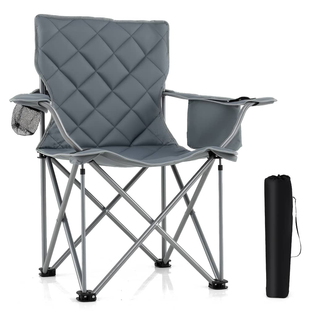 Gymax Oversized Camping Chairs Heavy Duty Outdoor Folding Chair