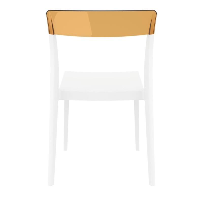 33" White and Amber Patio Dining Chair