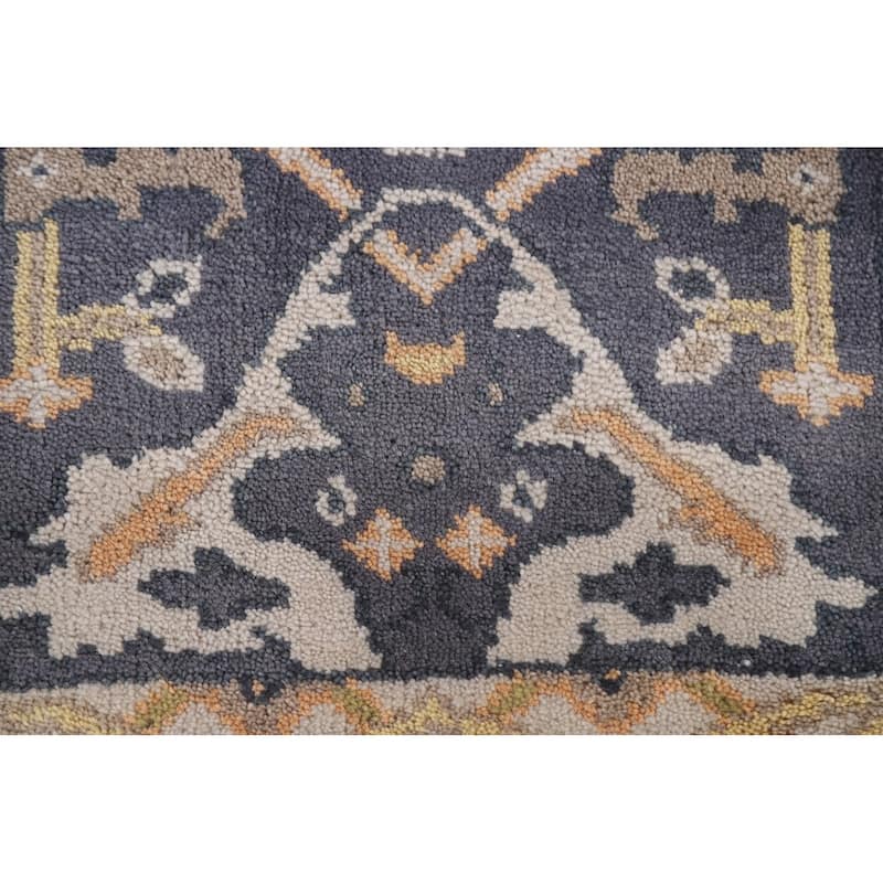 Blue Oushak Runner Rug Hand-knotted Wool Carpet - 2'6"x 9'11"