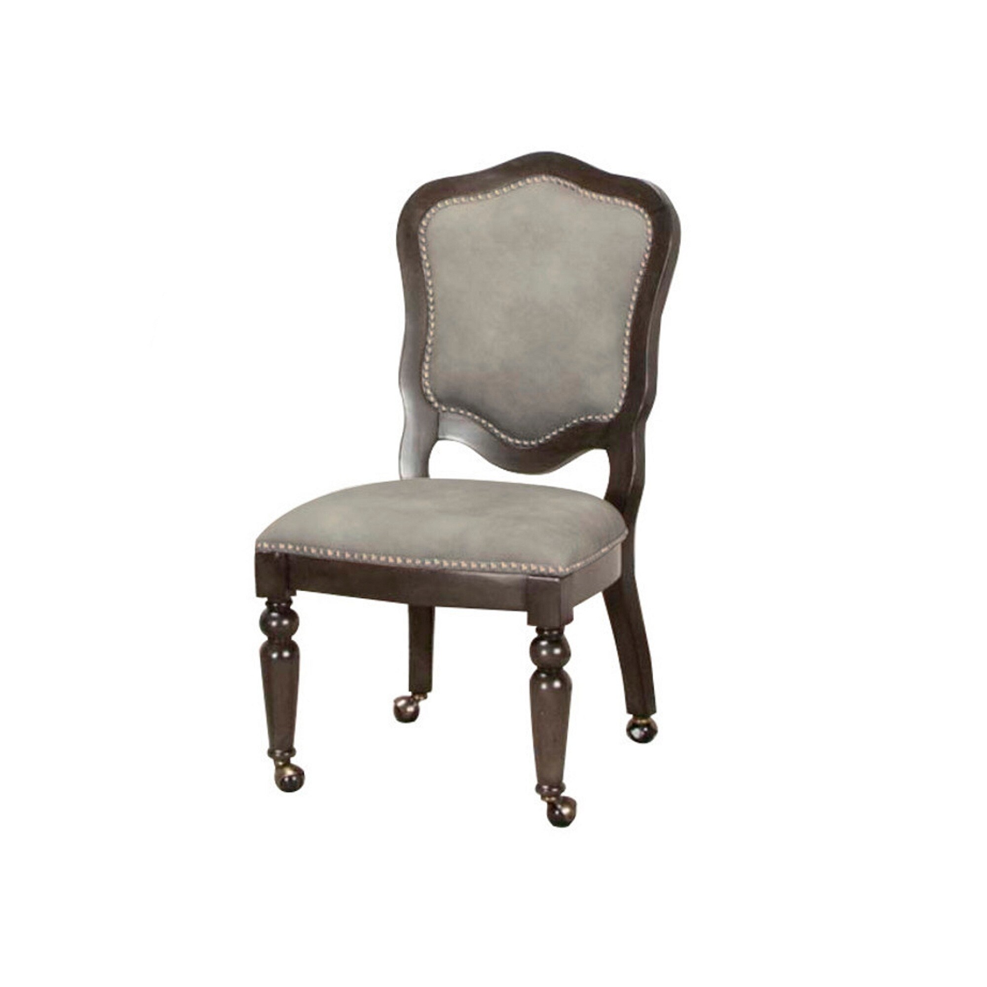 Shop Set Of 2 Gaming And Dining Chair Gray Wood Nailheads Casters Chairs On Sale Overstock 30540347