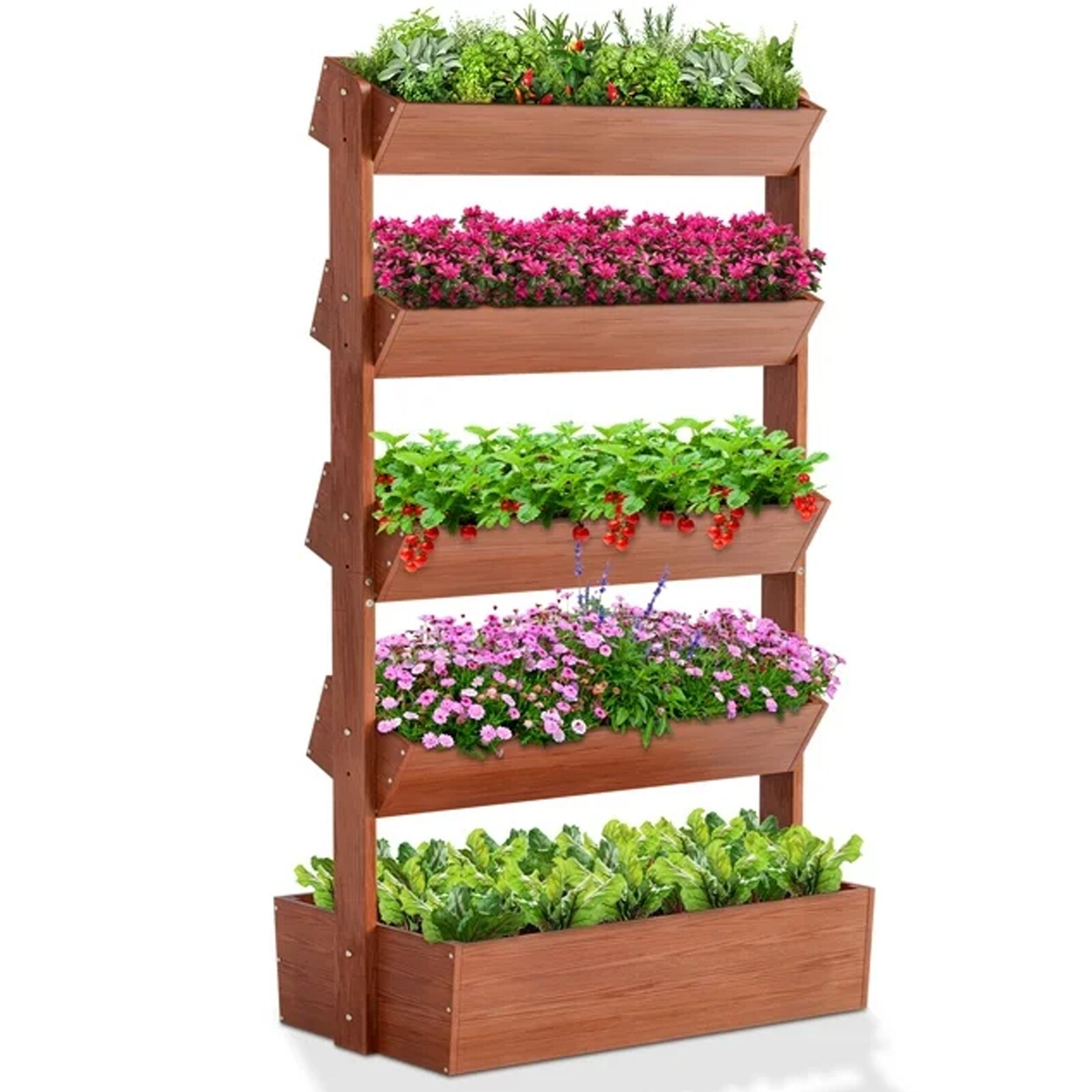 DoCred Vertical Wooden Garden Bed, Freestanding Outdoor Planter