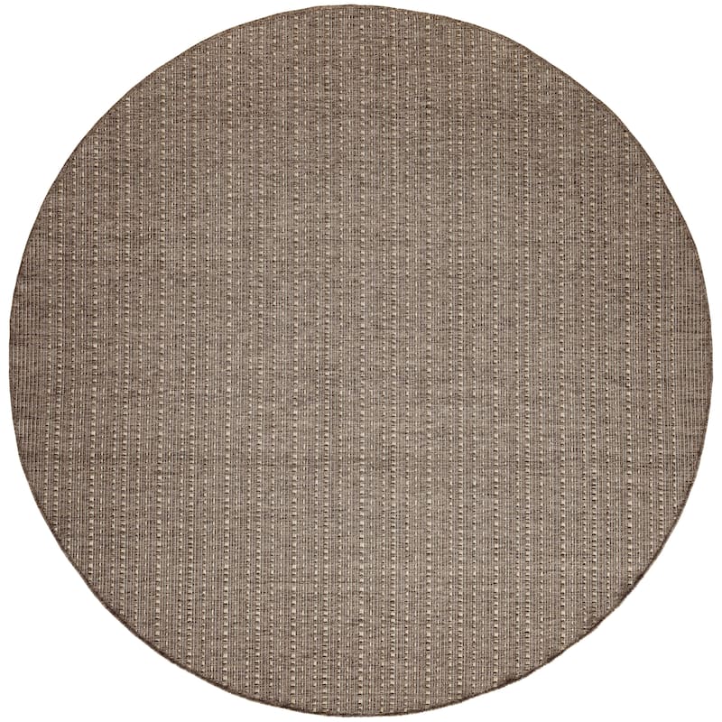 Nourison Tulum Indoor/Outdoor Striped Area Rug - 8' x Round - Brown