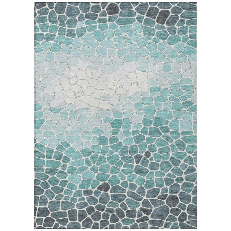 Machine Washable Indoor/Outdoor Contemporary Ombre Chantille Rug