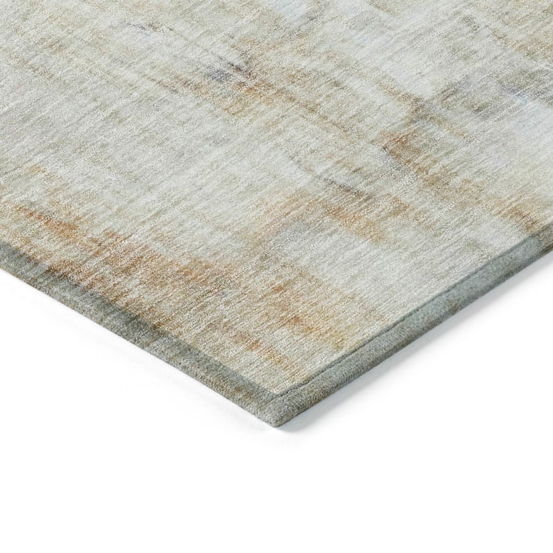 Machine Washable Indoor/ Outdoor Abstract Watercolor Chantille Rug