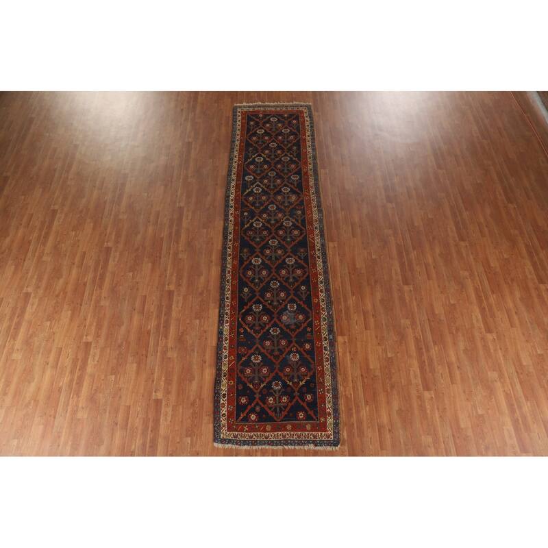 Antique Heriz Bakhshayesh Persian Runner Rug Handmade Wool Carpet - 3'5"x 13'2"