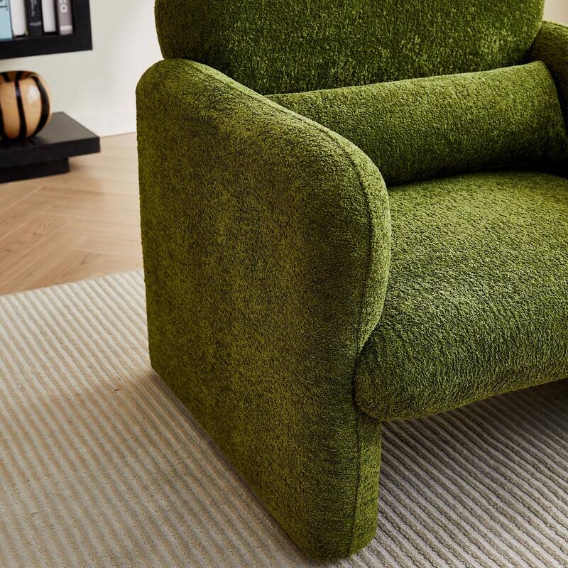 Accent Chair, Curved Back Single Armchair, Plush Upholstered