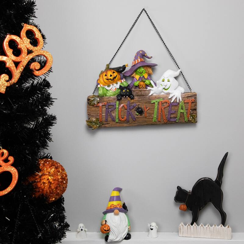 13.5" Trick or Treat Halloween Pumpkin, Ghost, Witch Wall Decoration