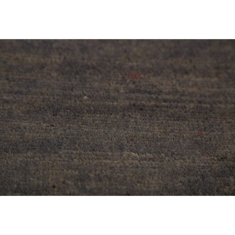 Gray Gabbeh Modern Area Rug Hand-Knotted Wool Carpet - 6'4" x 9'10"