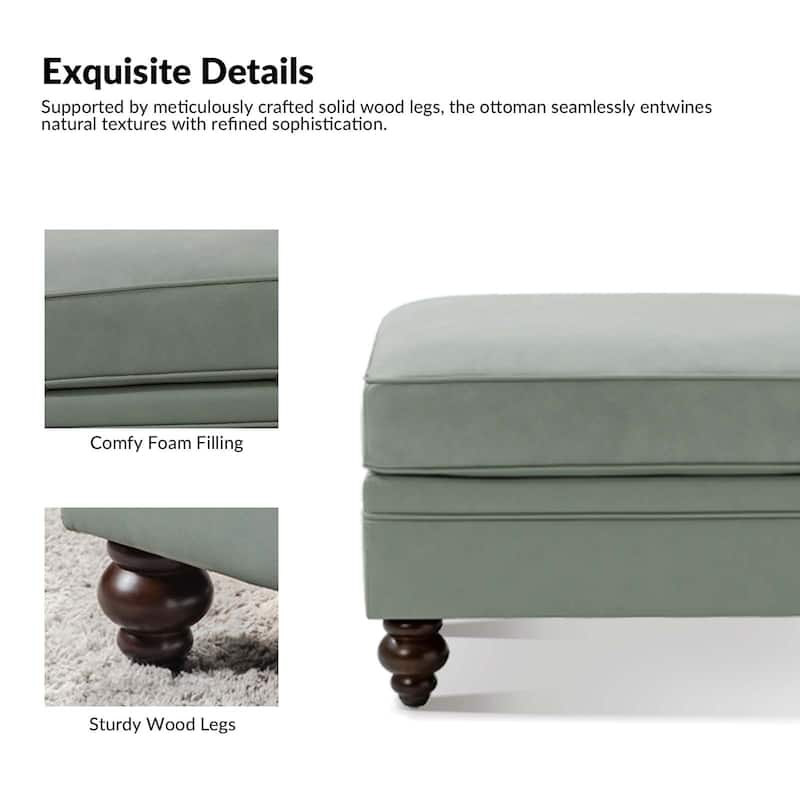 Irene Contemporary Genuine Leather Water Resistant Ottoman by HULALA HOME