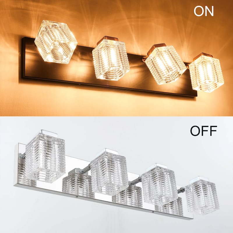 4 Lights Glass Vanity Wall Sconce For Bathroom