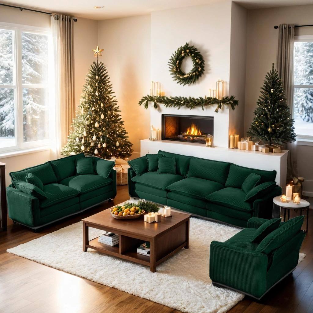 Elegant 3 Piece Sofa Set Comfortable Oversized Sofa with One Single Sofa One 2 Seater Sofa and One 3 Seater Sofa Green Bed Bath Beyond 41998615