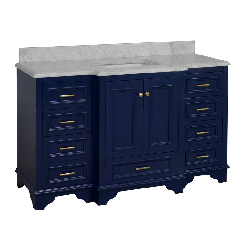 KitchenBathCollection Nantucket 60" Single Bathroom Vanity with Carrara Marble Top