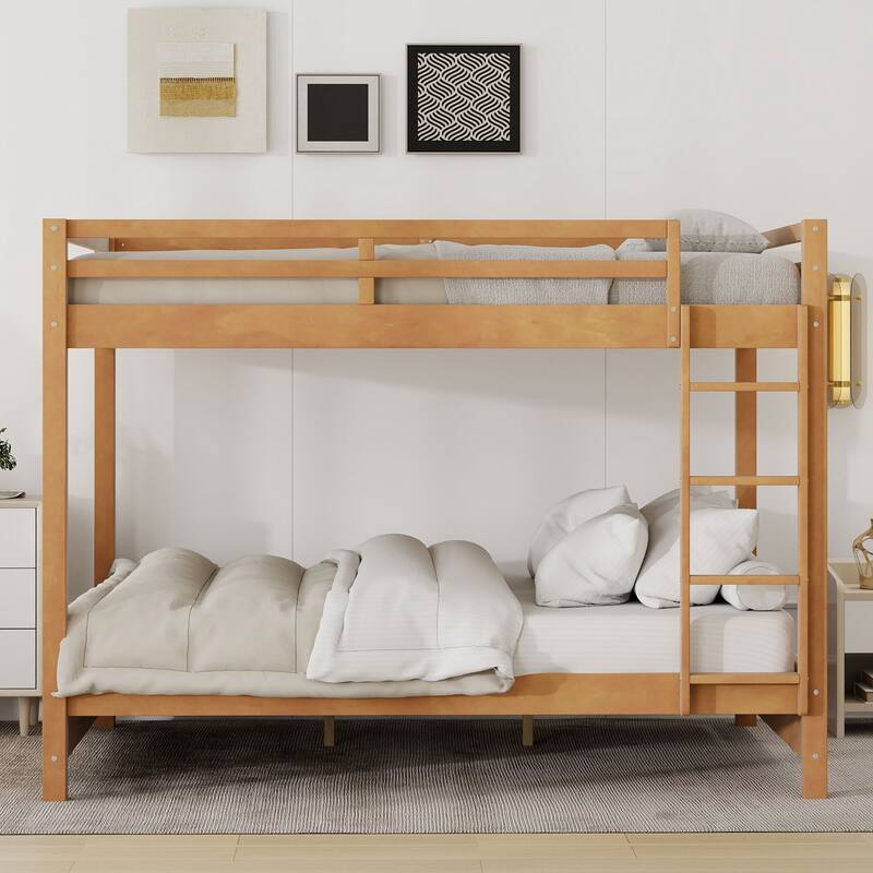 Solid Wood Queen Size Bunk Bed with Ladder and Guard Rails by Harper&Bright Designs