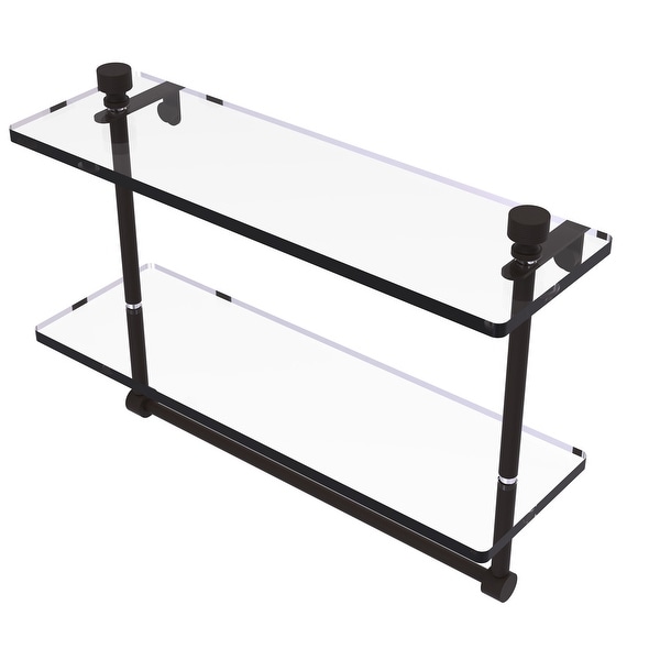 Allied Brass Foxtrot Collection Two Tiered Glass Shelf with Integrated Towel Bar