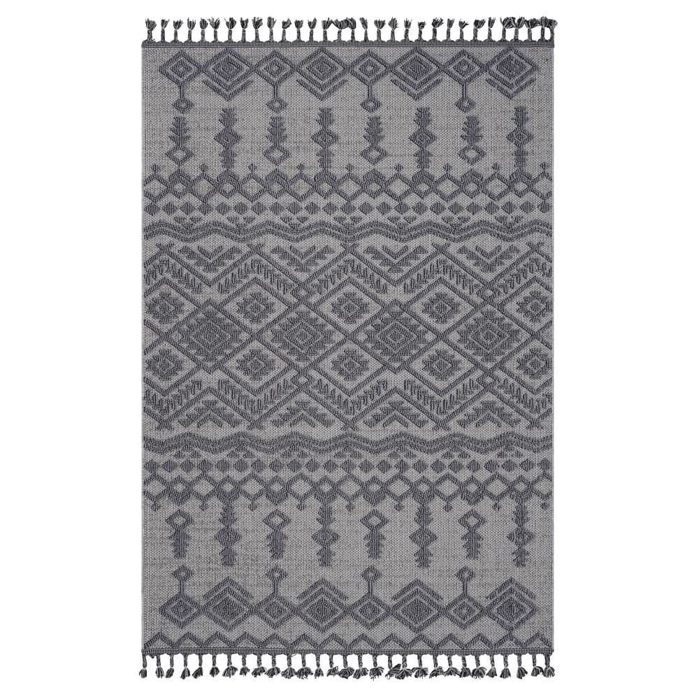 LOOM & LUXE Collection White/Gray/Traditional Indoor/Outdoor Area Rug