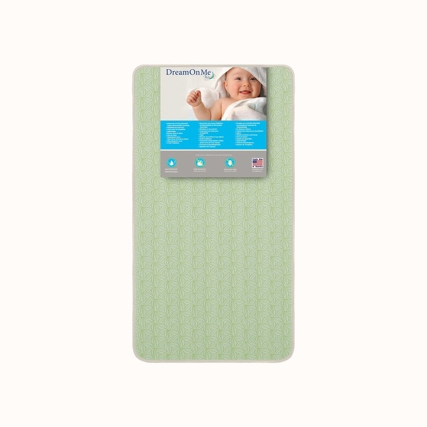 slide 2 of 4, Dream On Me Bedtime 2-Sided Crib and Toddler 150 Coil Mattress Green