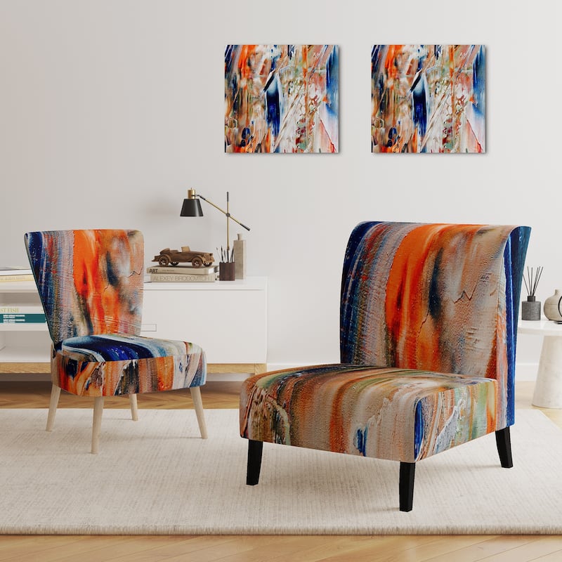 Designart "Colorful Abstract Painting Strokes II" Upholstered Modern Accent Chair and Arm Chair