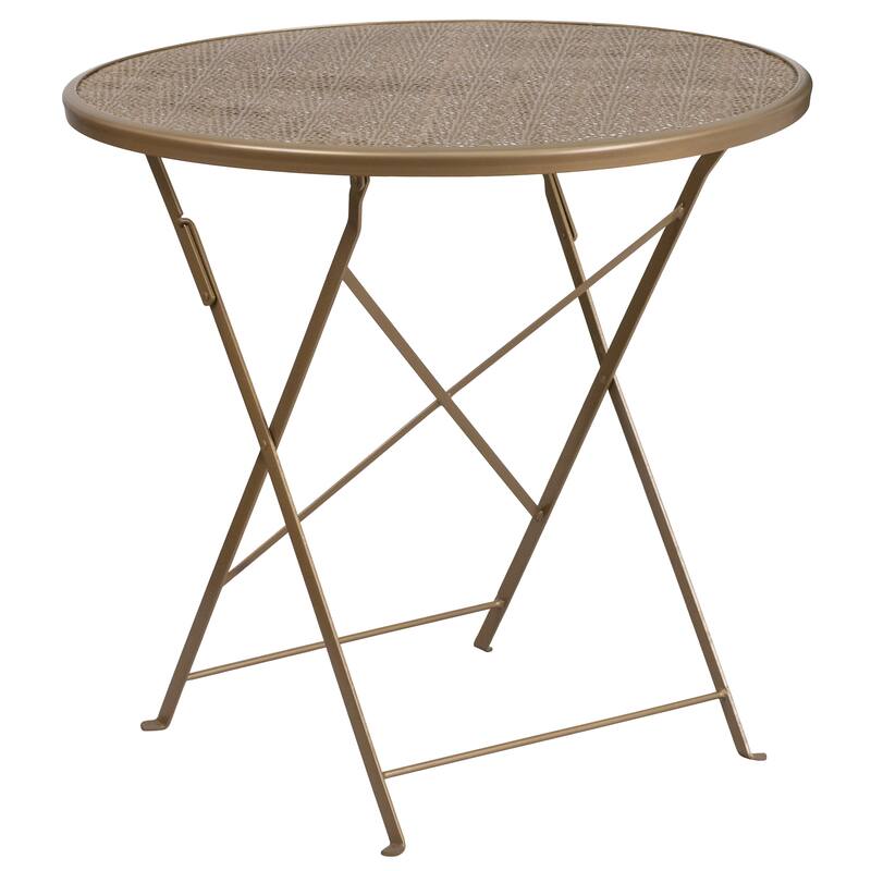 30-in. Round Steel Folding Patio Table Set w/ 4 Chairs
