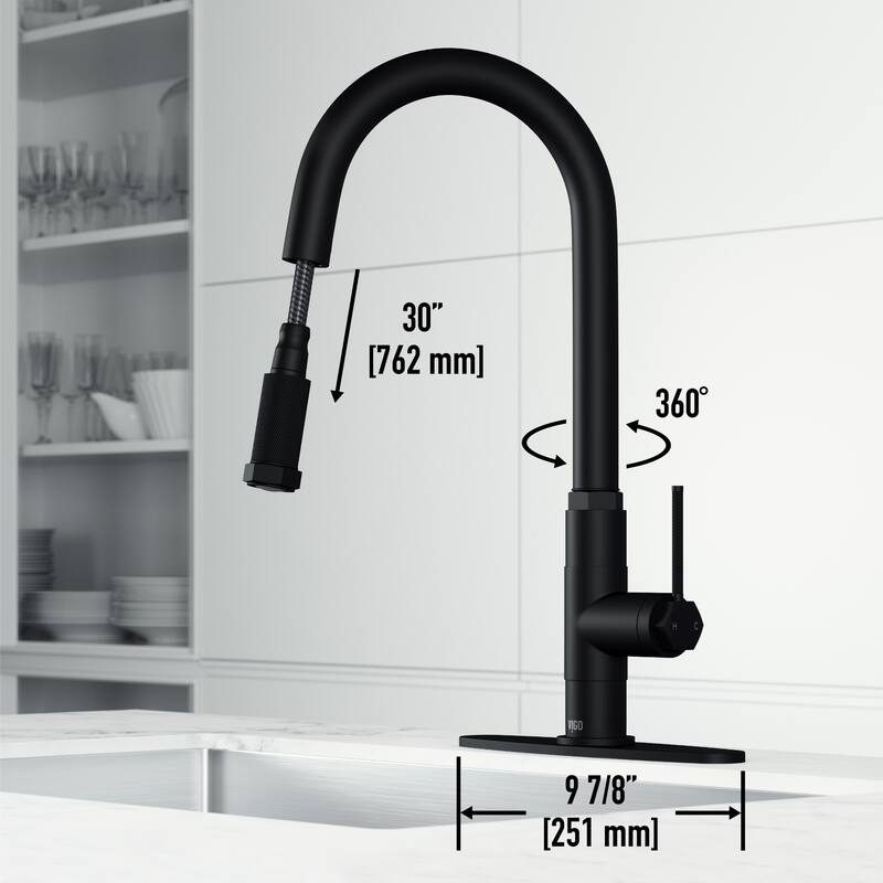 VIGO Hart Arched 18" H Single Handle Pull-Down Kitchen Faucet