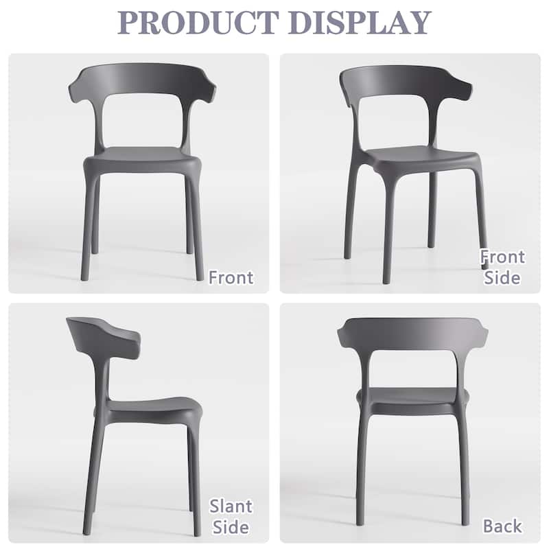 Javlergo 4-Pack Stackable Plastic Chairs for Indoor & Outdoor Use 250lb Capacity Horn Back Design Patio Dining Chairs