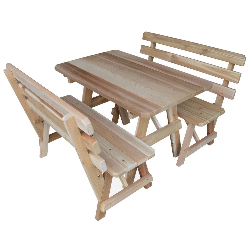 Cedar 4' Picnic Table with 2 Backed Benches
