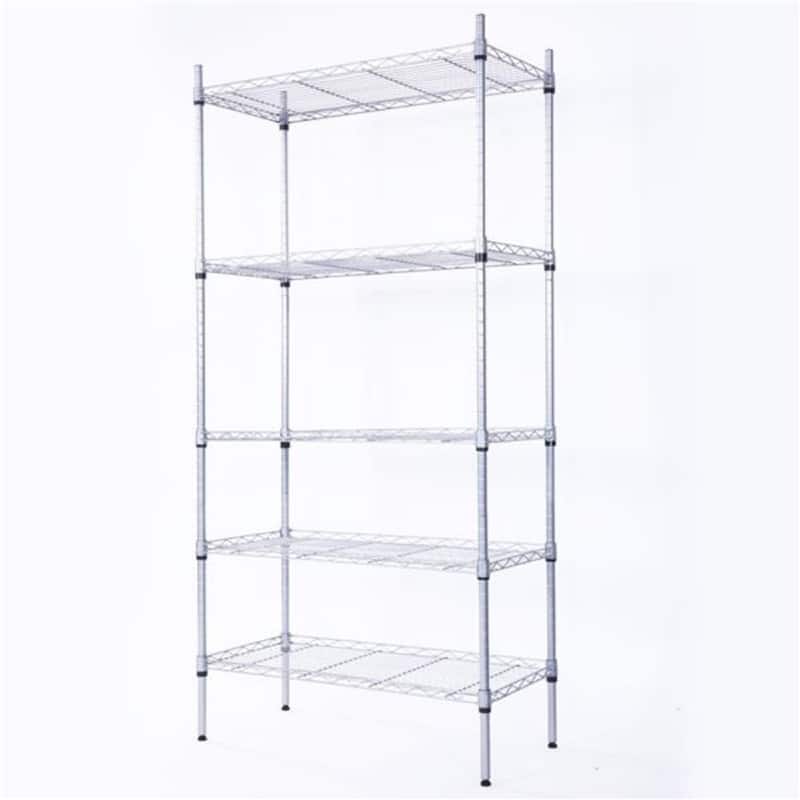Rectangle Carbon Steel Metal Assembly 5-Shelf Storage Rack - Silver Grey - (29.13 x 13.39 x 59.06)"