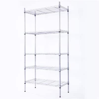 Rectangle Carbon Steel Metal Assembly 5-Shelf Storage Rack - Silver Grey - (29.13 x 13.39 x 59.06)"