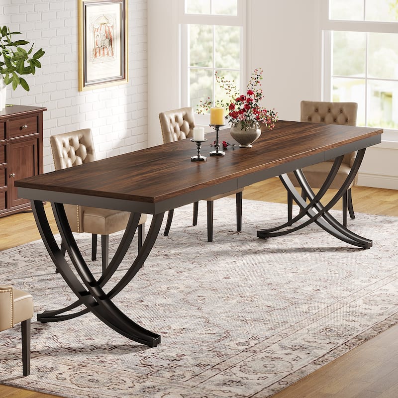 Farmhouse Dining Table for 6 People, 70.8-Inch Rectangular Wood Kitchen ...