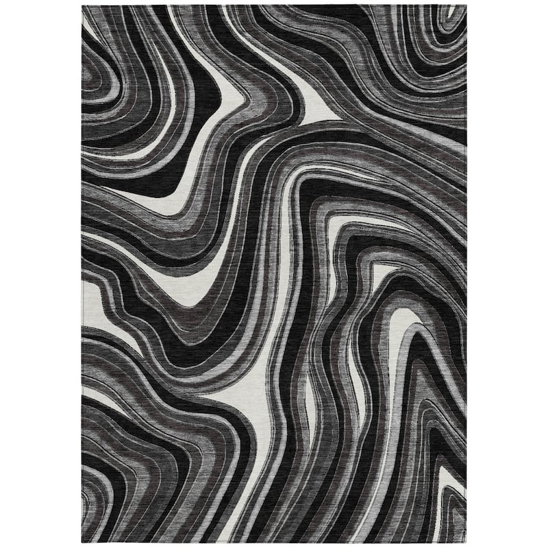 HomeRoots Abstract Transitional Rectangle Outdoor Rug