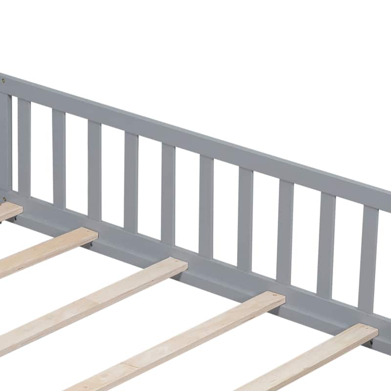 Floor Platform Bed with Fence and Door