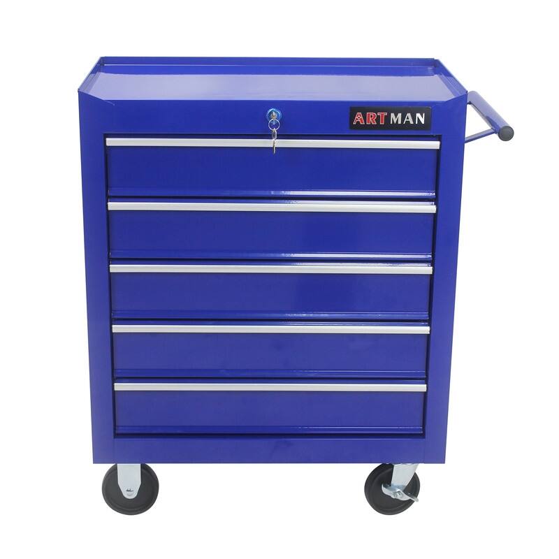 5-Drawer Rolling Tool Cart with Wheels Garage Storage Tool Chest - Blue