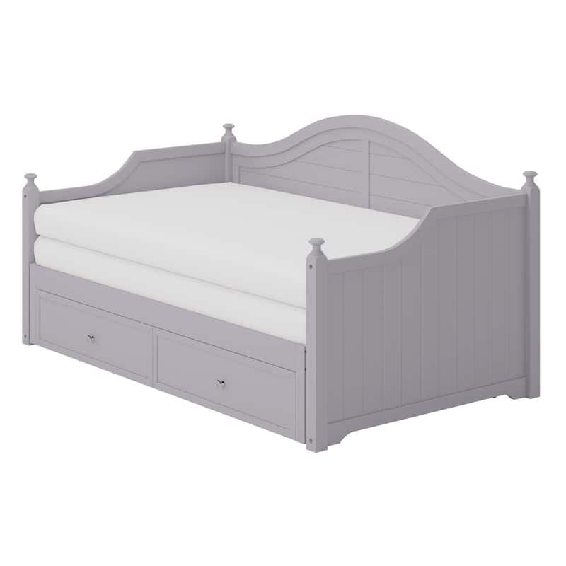 Twin Size Wood Daybed with Pop-Up Trundle and Storage Drawers by Harper&Bright Designs