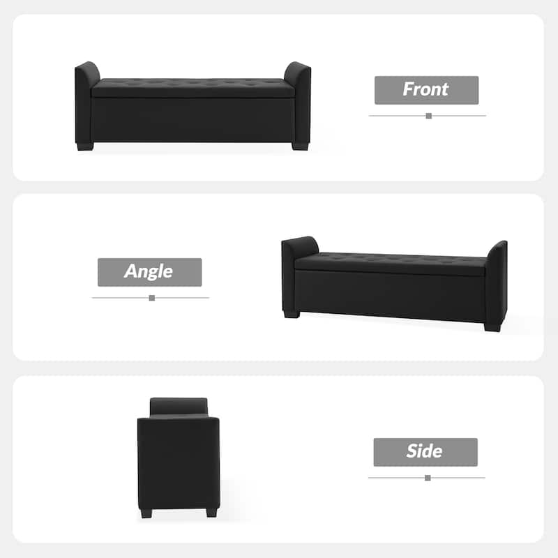 Laura Traditional 57.75"Wide Tufted Storage Bench by HULALA HOME