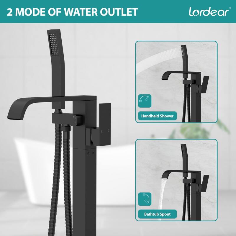 Lordear Bathtub Faucet Tub Filler Swivel Faucet with Hand Shower, Swivel Spout