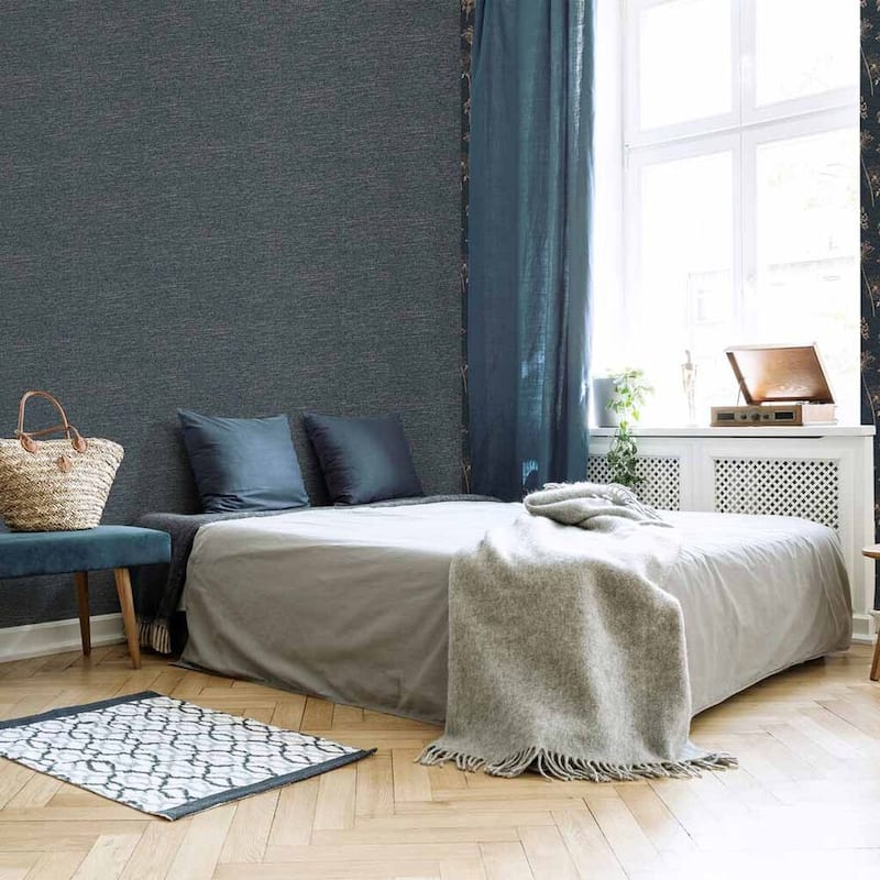 Heritage Texture Navy Wallpaper