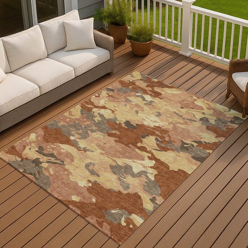 Machine Washable Indoor/ Outdoor Abstract Mexi Chantille Rug