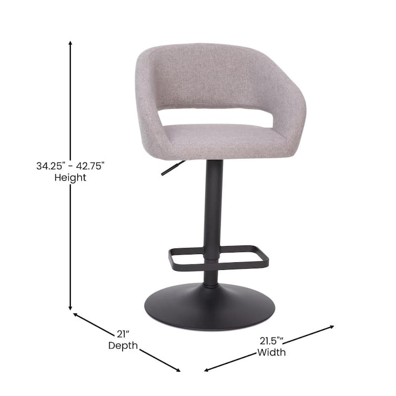 Vinyl Adjustable Height Barstool with Rounded Mid-Back