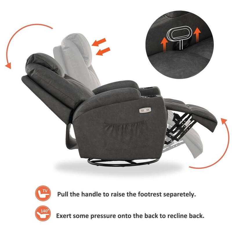 MCombo Manual Swivel Glider Rocker Recliner Chair with Massage and Heat, Faux Leather 8031