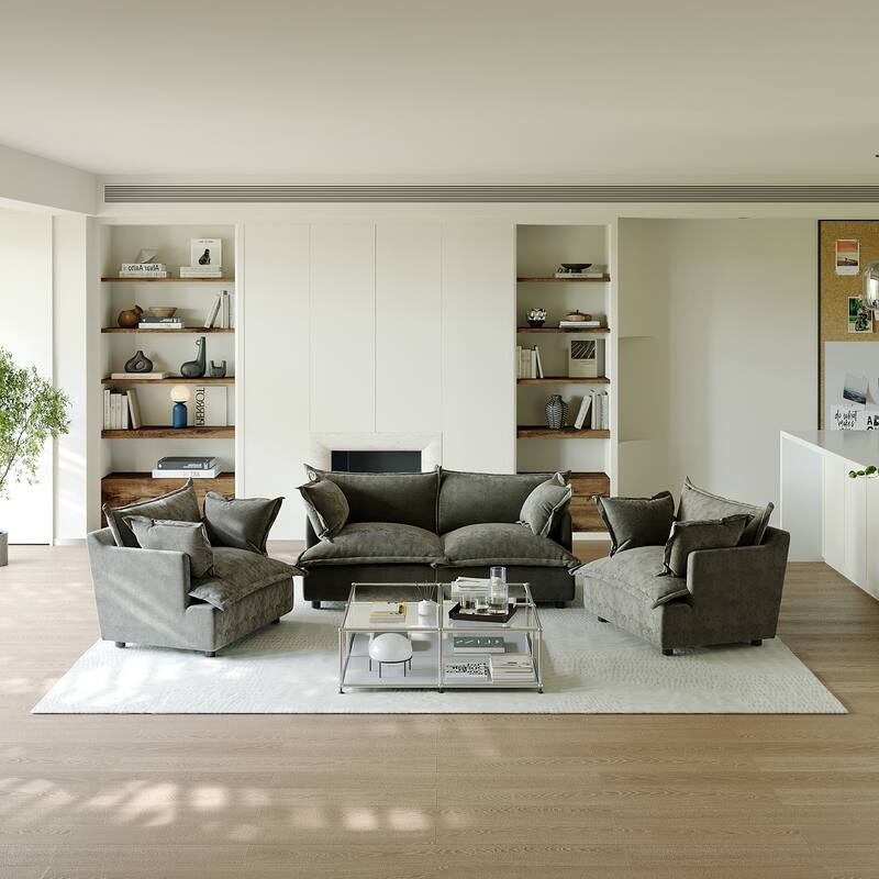 Comfy Cloud Oversized Chenille Modular Sectional Sofa Armchair Set