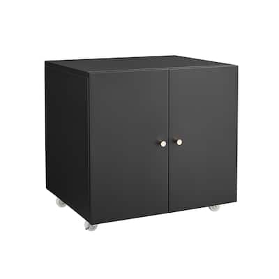 Home Office Printer Stand with Wheels and File Door Mobile Lateral Filing Cabinet with Open Storage Shelf