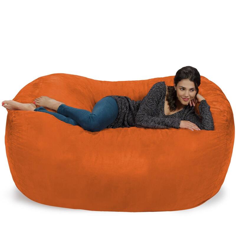 Large Memory Foam Microsuede Bean Bag Chair Loveseat - Orange Micro Suede