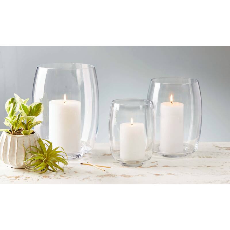 Lagos Hurricane Candle Holders - Clear Glass Pillar Holders, 7.5" H x 5.5" L x 5.5" W, Easy Clean, Everyday Use