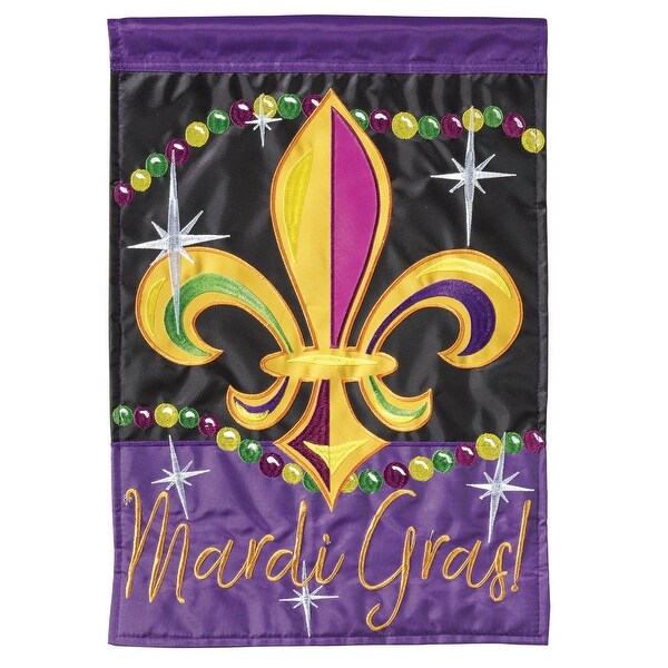 Purple and Yellow Fleur De Lis Rectangular Garden Flag 18" x 13" - N/A