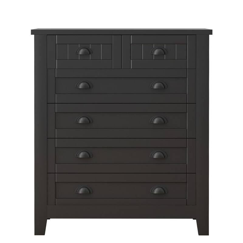 Modern Drawer Dresser with Solid Wood Frame and Retro Shell Handle