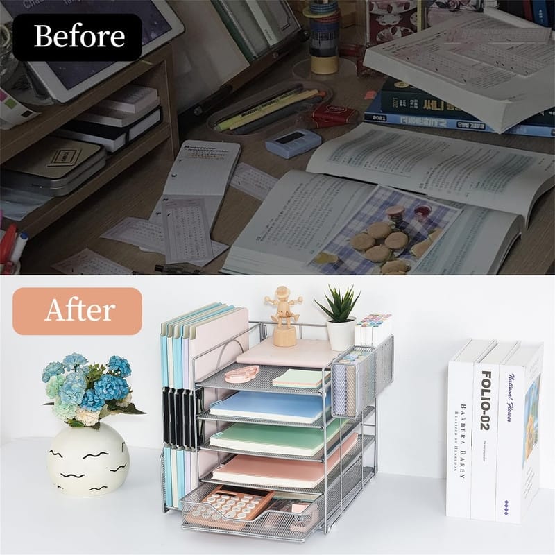 5-Tier Paper Letter Tray Organizer - 11.81"D x 11.61"W x 11.01"H