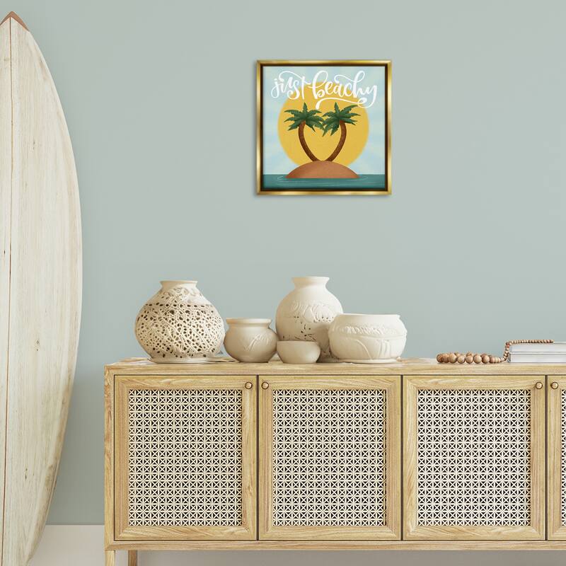 Stupell Just Beachy Tropical Island Framed Floater Canvas Wall Art Design By Sarah Hickman