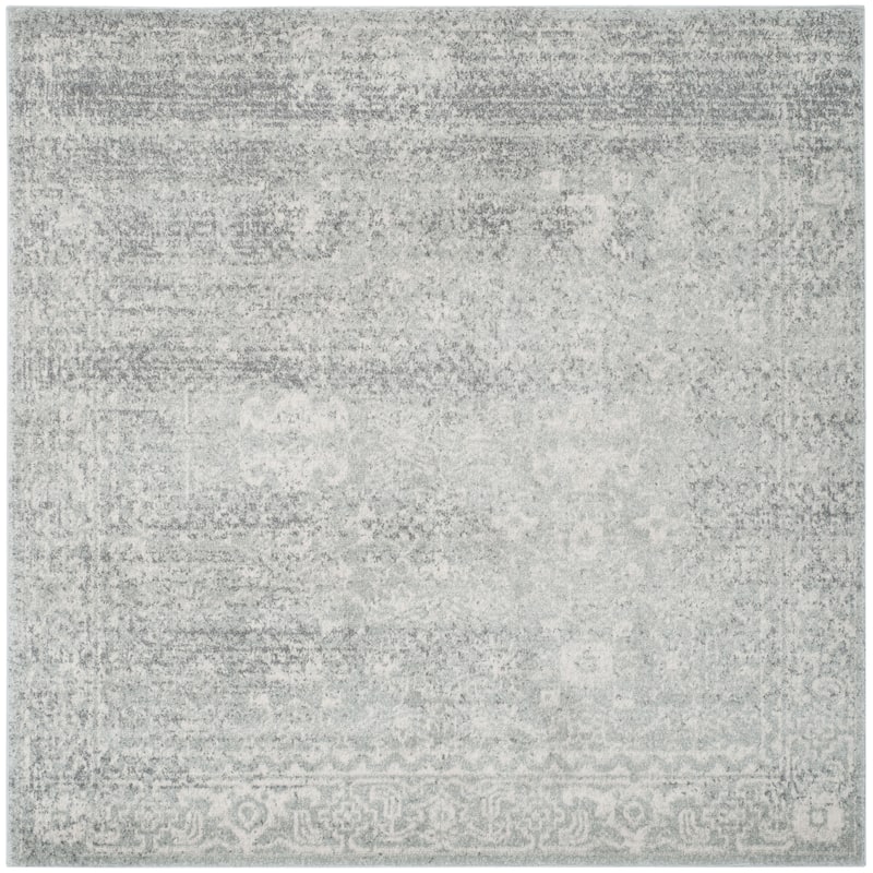 SAFAVIEH, Evoke Karola Vintage Boho Rug - 5'3" Square - Silver/Ivory